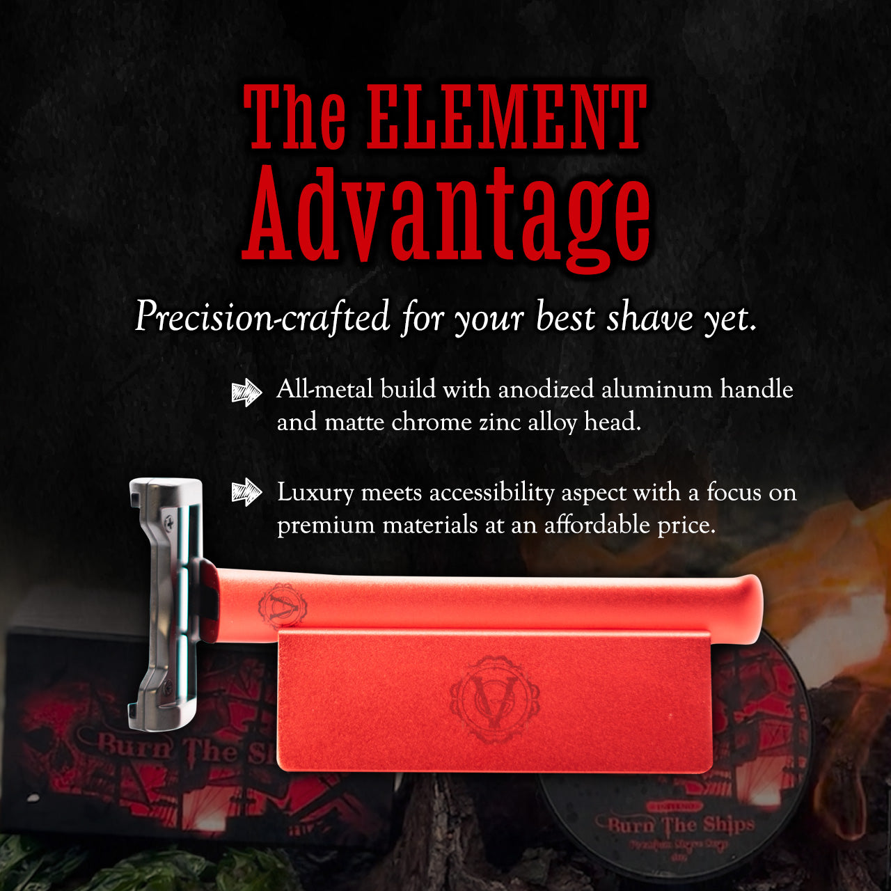 Burn The Ships X OneBlade Collab Element Safety Razor | Limited Edition Burn The Ships Red