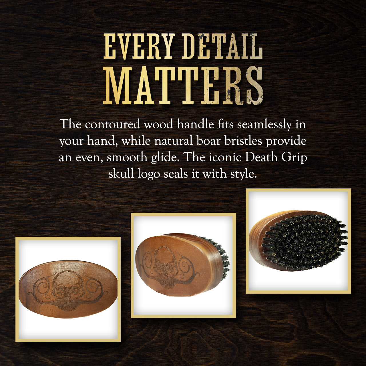 Best Beard Brush | Oval Wooden Death Grip Brush for Beard & Mustache