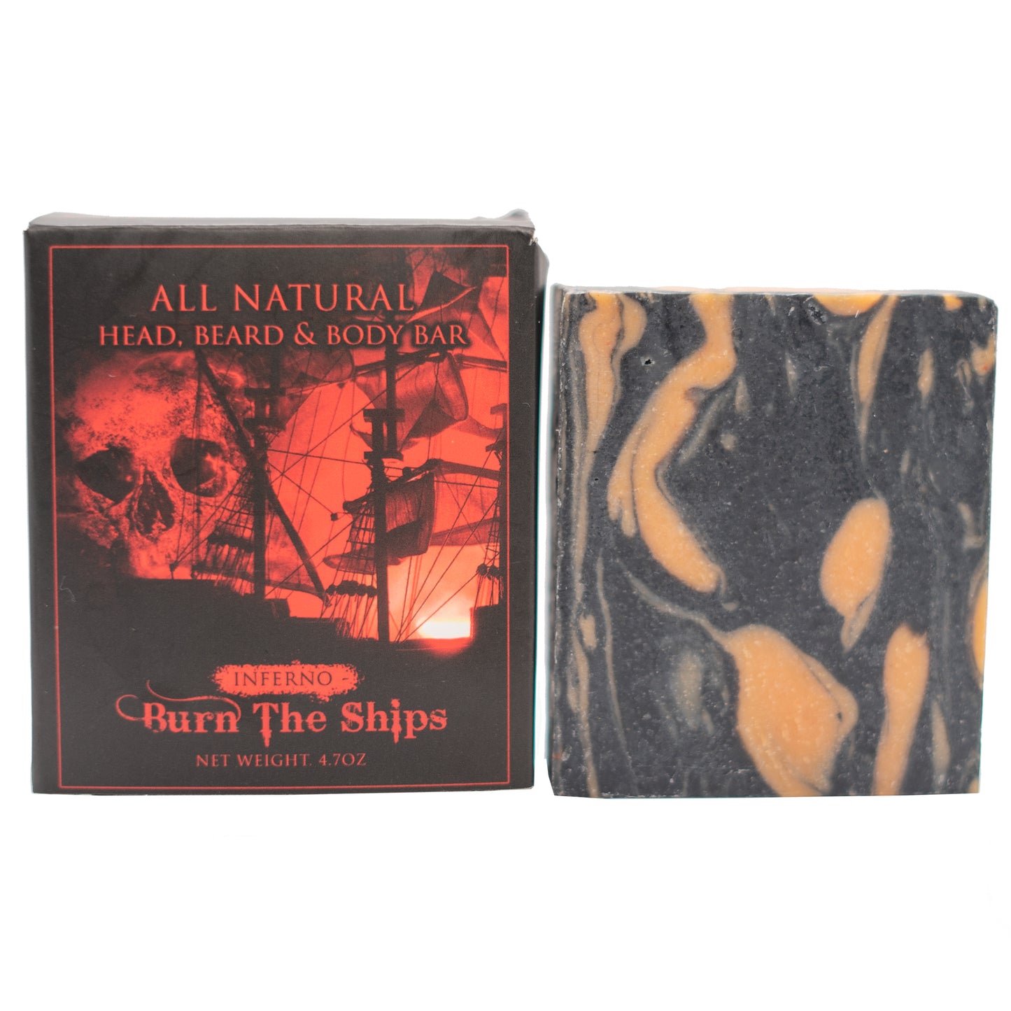 Burn The Ships All Natural Head, Beard, and Body Bar, 4 oz | Inferno Classic Spice Warm Scent