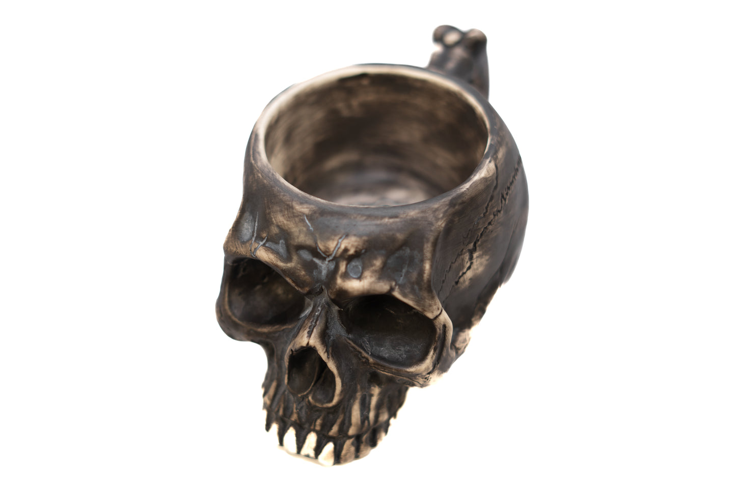 Burn The Ships Ceramic Skull Mug | 8 oz Novelty Skull Mug for Drinking