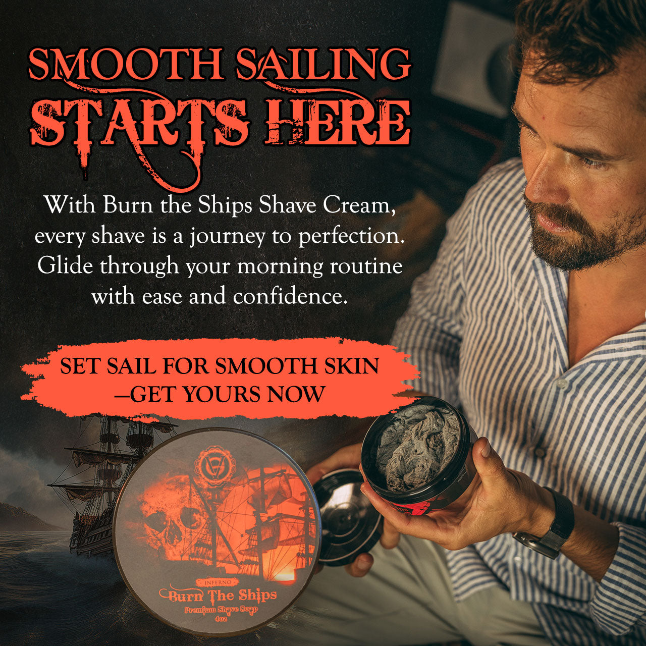 Best Shaving Cream For Men | Burn The Ships Premium Shave Cream, 4 oz